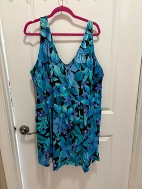 Roaman's Black Swimwear with Teal Accent Trim